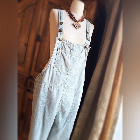 OOAK Vintage Spiderwear Sage Cotton Artisan Repurposed Overalls M/L - Picture 8 of 12